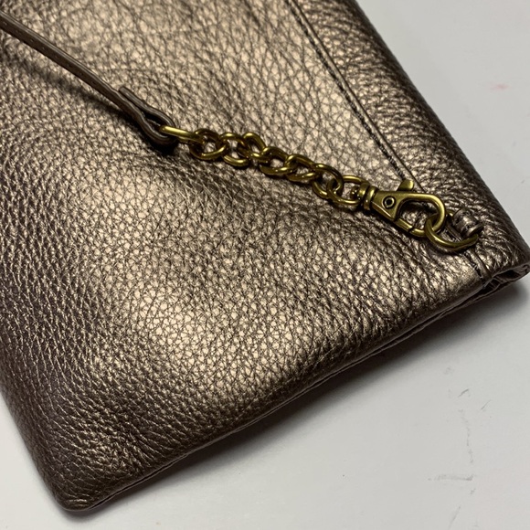 Pebble Leather Shoulder Bag Gold Clutch - Picture 11 of 15